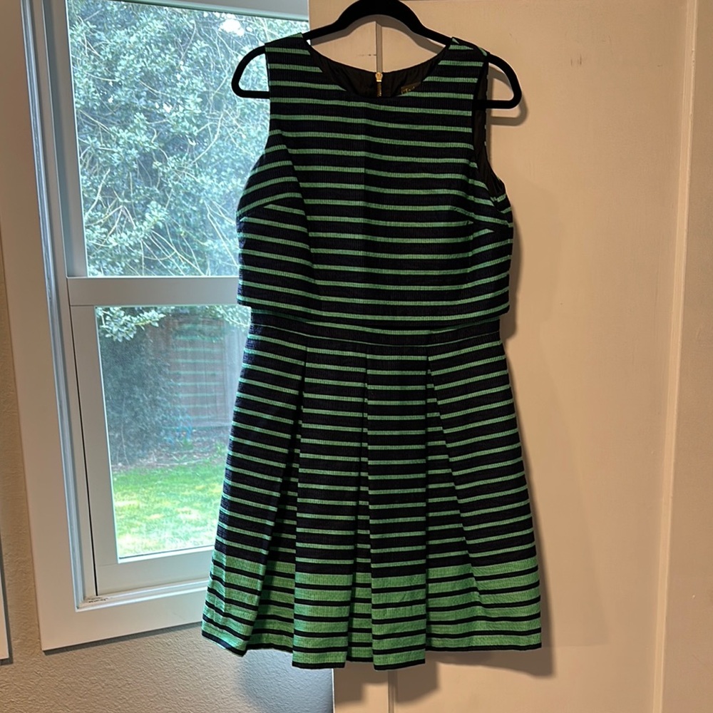 Taylor Striped Black and Green Sleeveless Dress